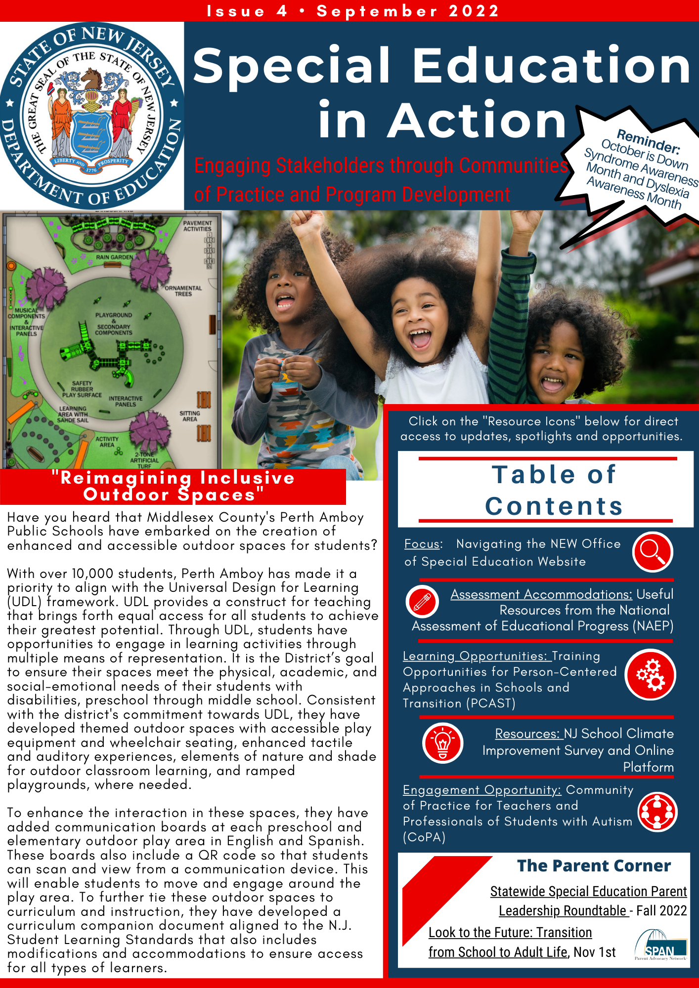 The cover of the 4th issued newsletter for special education in action